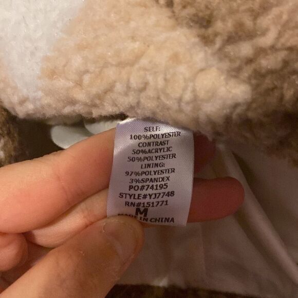 Gilli Women’s Plaid Brown and Cream Teddy Jacket Size Medium NWOT - Picture 5 of 8